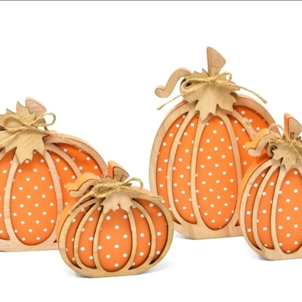 Gift Boutique 4 Pcs Thanksgiving Pumpkin Wooden Table Decorations Fall Decor